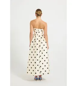 Pasduchas Dottie Strapless Midi Dress in Cream/Black Size AU 8 for rent on The Volte - image 4