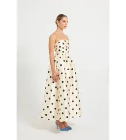 Pasduchas Dottie Strapless Midi Dress in Cream/Black Size AU 8 for rent on The Volte - image 3