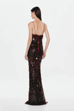 MISHA The Sapphire Sequin Maxi Dress in Fig Size 6/XS for rent on The Volte - image 4