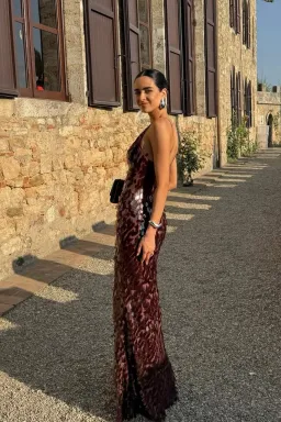 Misha Collection The Sapphire Sequin Maxi Dress in Fig Brown Size 10/M for rent on The Volte - image 7