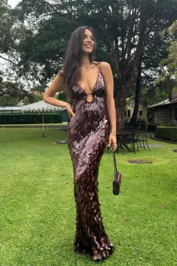 Misha Collection The Sapphire Sequin Maxi Dress in Fig Brown Size 10/M for rent on The Volte - image 15