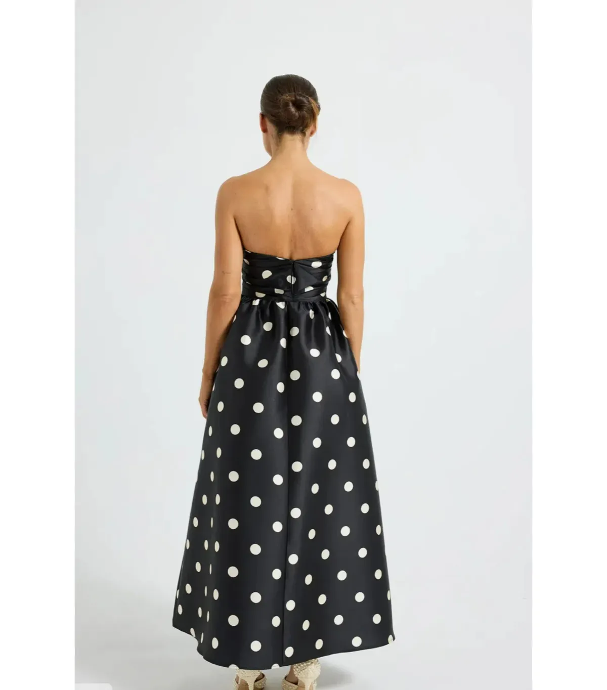 Pasduchas Dottie Strapless Midi Dress Black/Cream Size AU 12 - Image 4