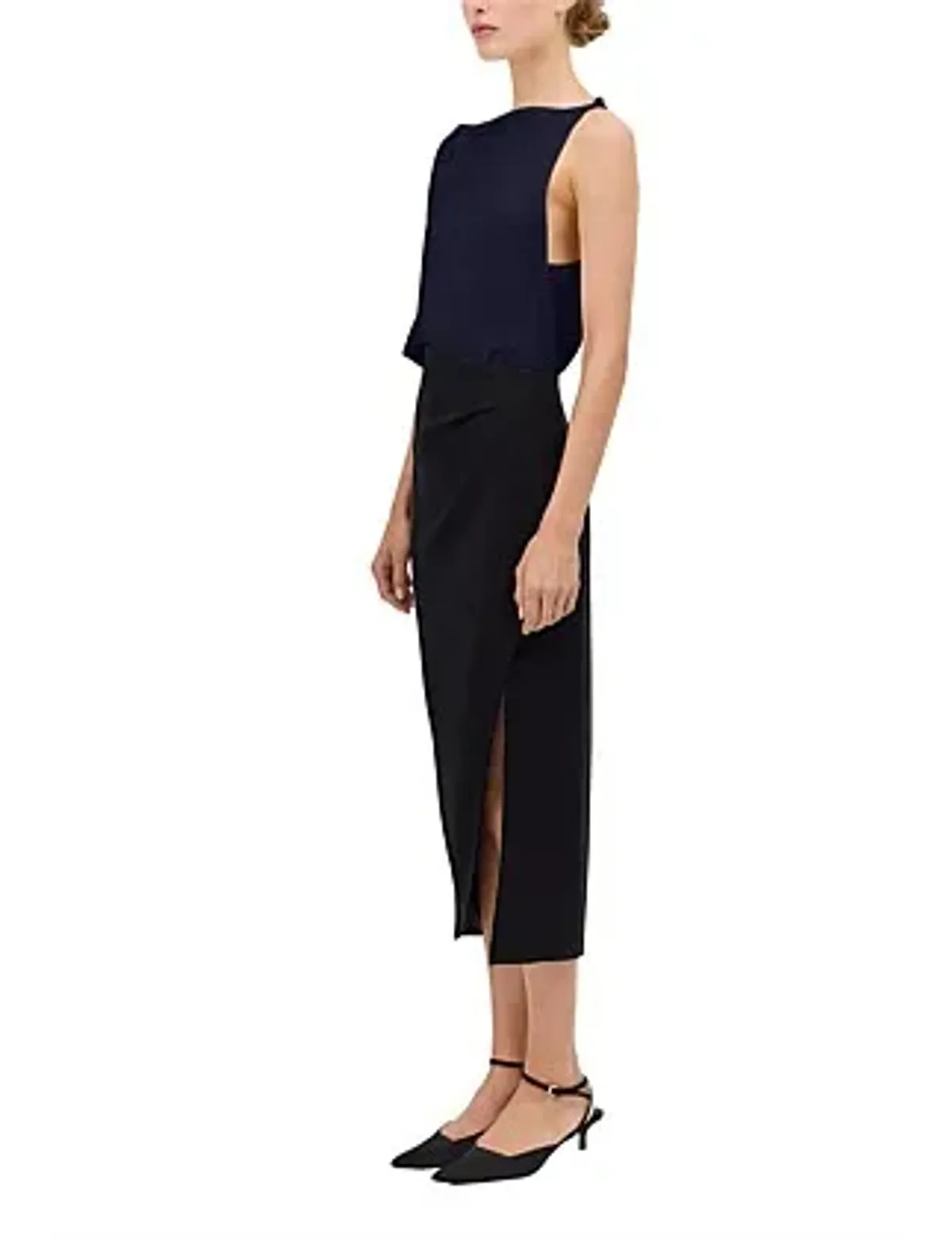 Bianca Spender Navy Satin Crepe Roma Top Navy Size 10  - Image 3