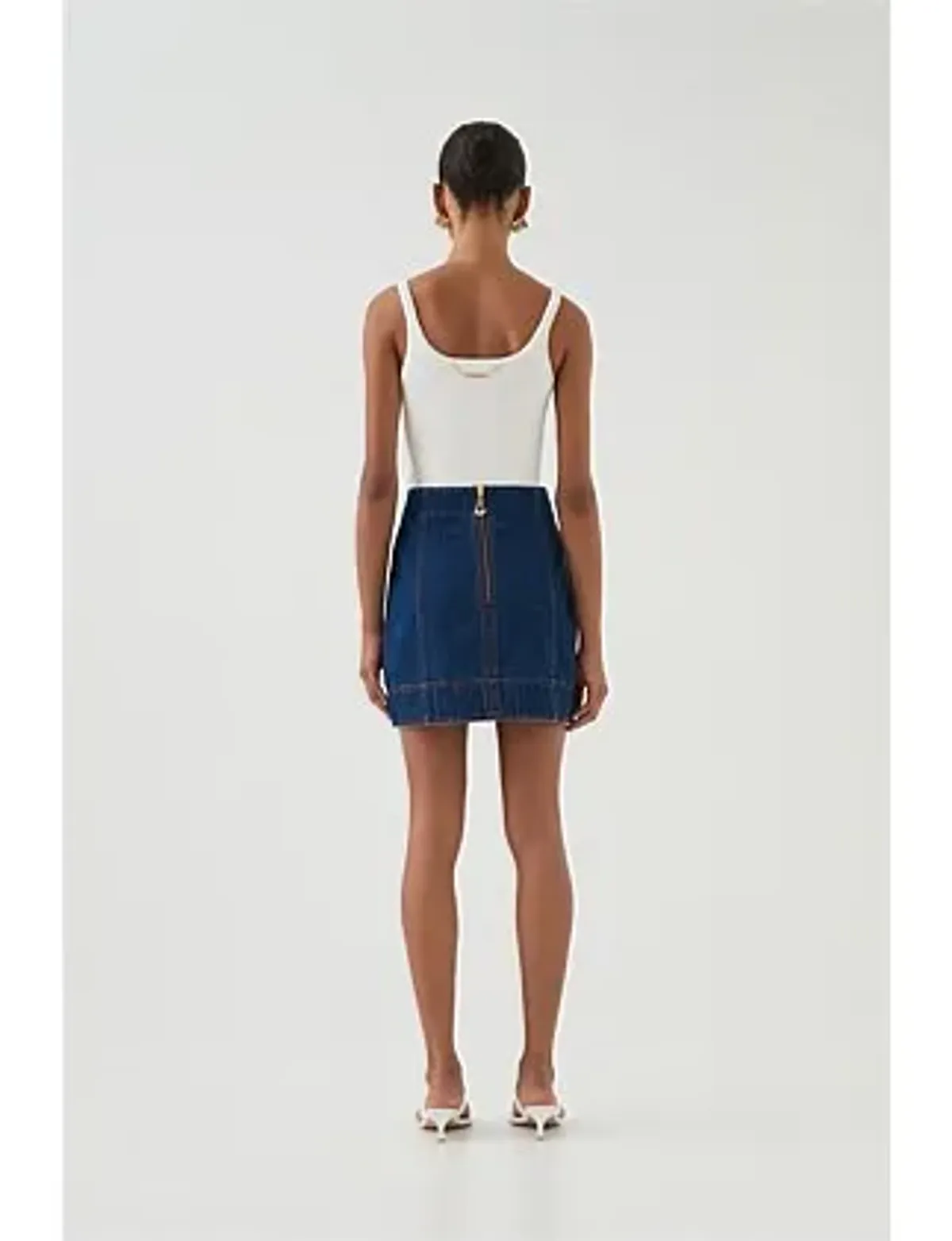Aje Carmen Denim Mini Skirt Denim Size 6  - Image 4