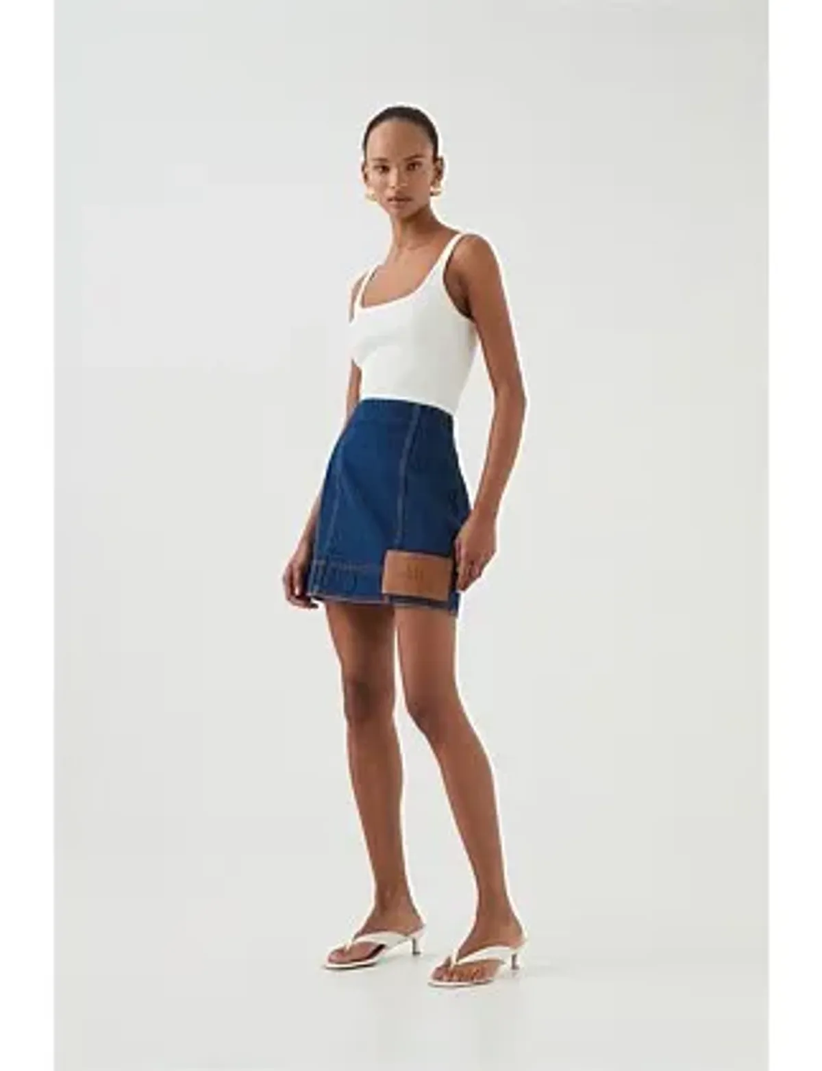 Aje Carmen Denim Mini Skirt Denim Size 6  - Image 3