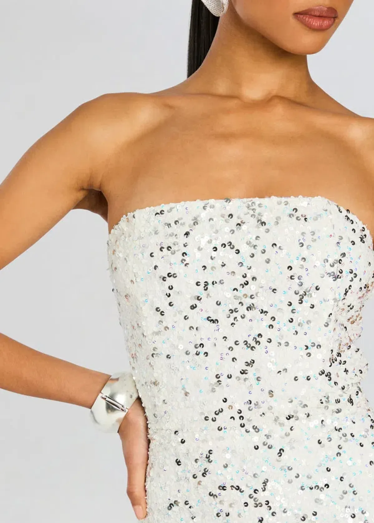 Retrofête Heather Sequin Dress White Size S/ Au 8 - Image 2