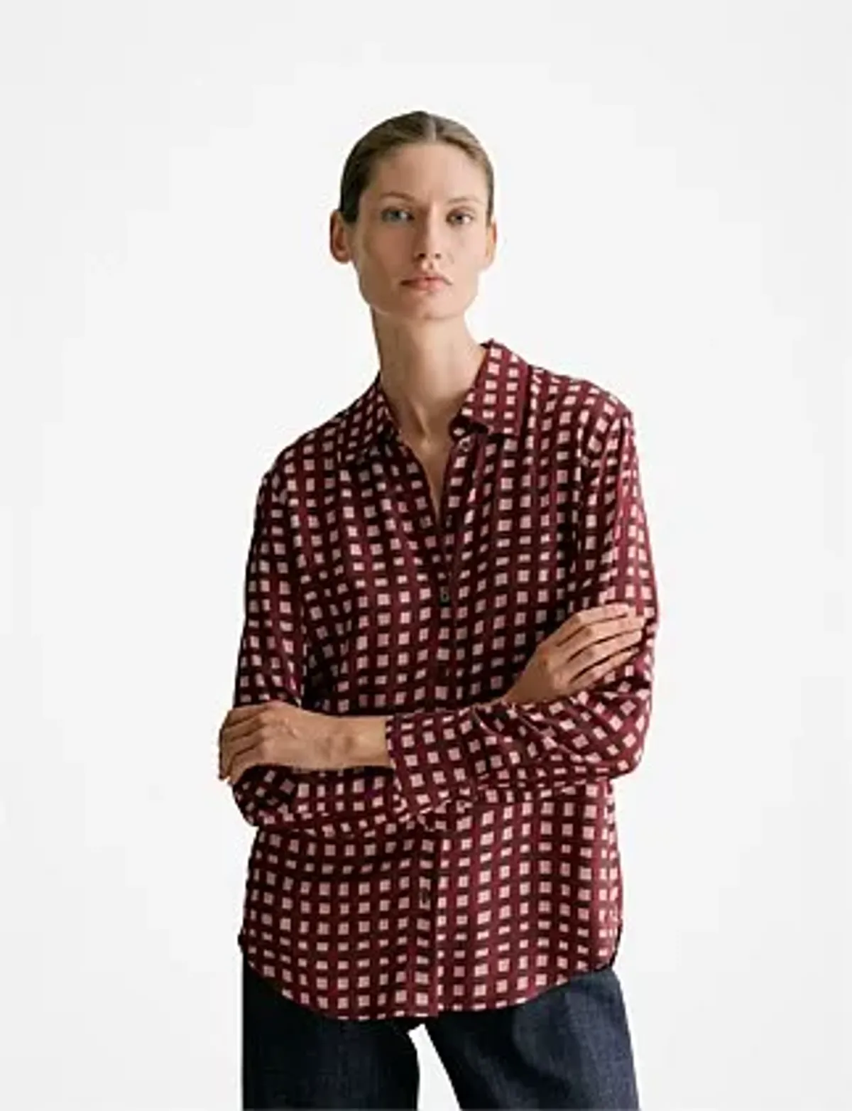 Trenery Mini Twill Painted Gingham Shirt Size 10  - Image 3