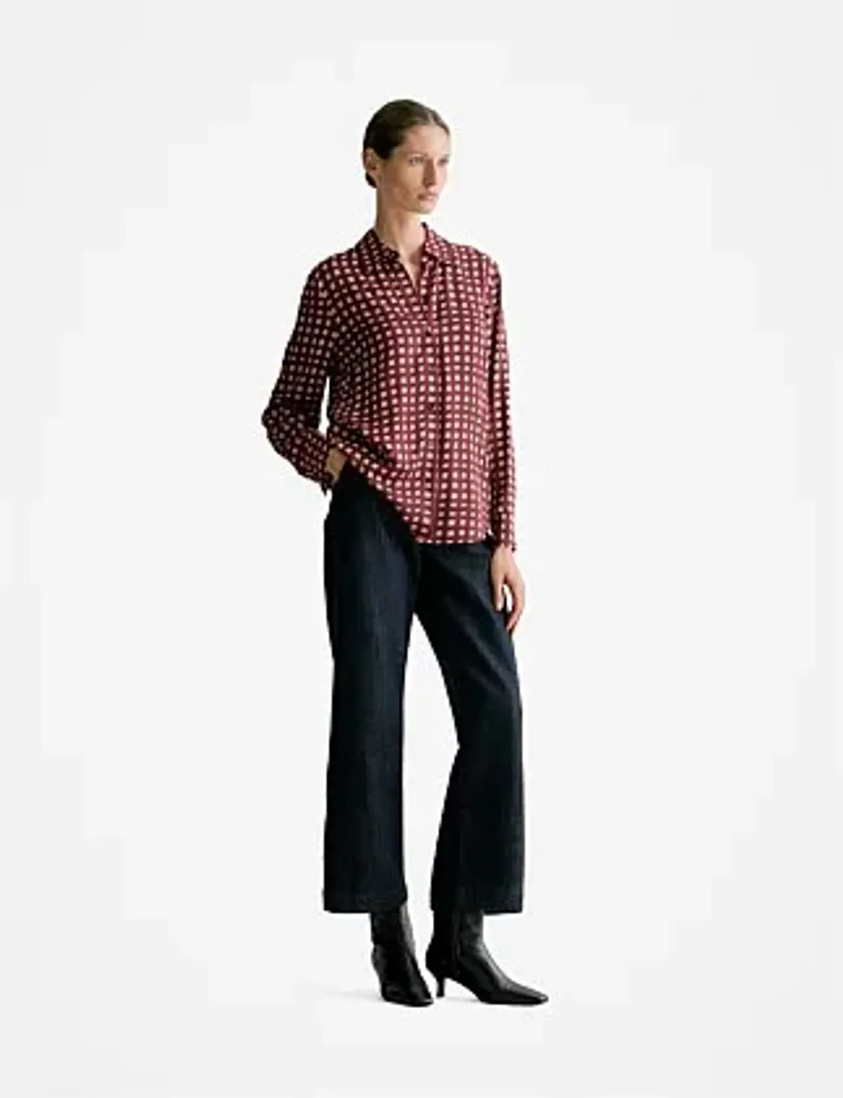 Trenery Mini Twill Painted Gingham Shirt Size 10  - Image 1