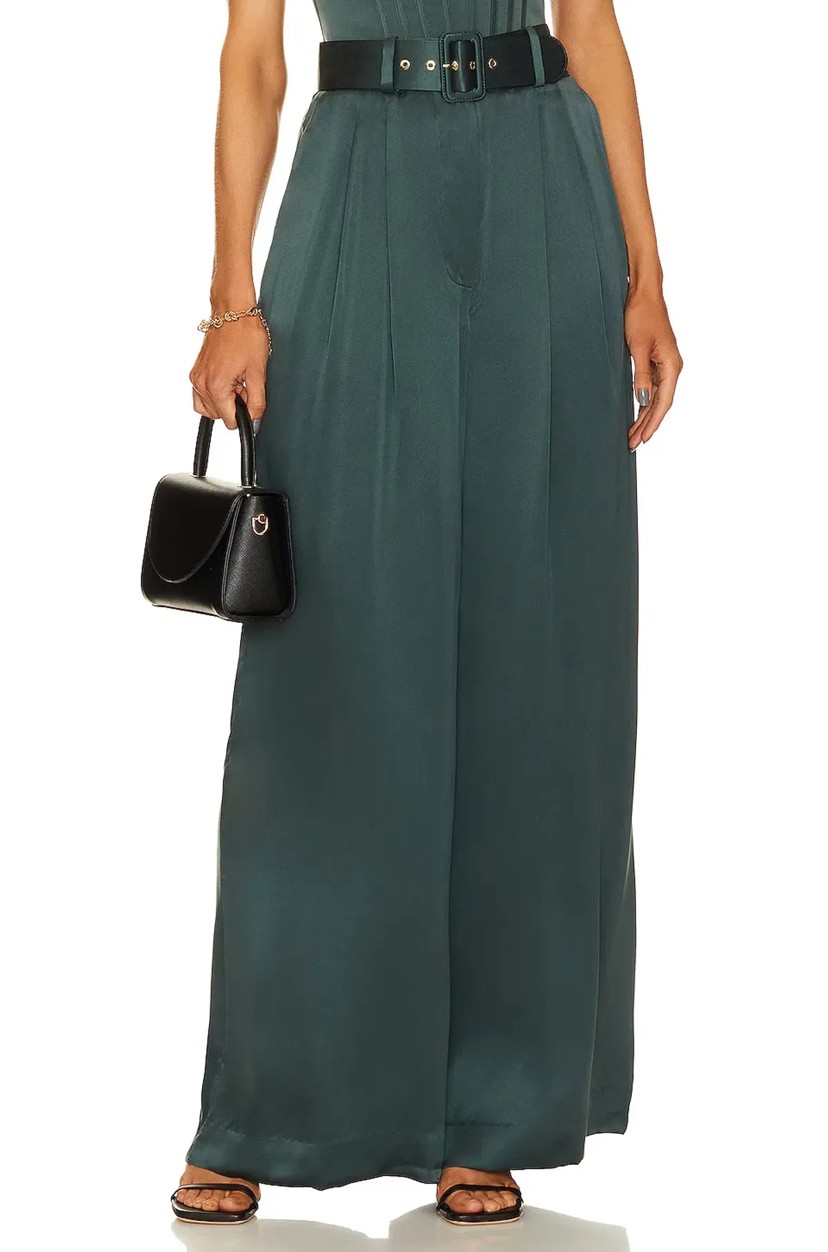 Zimmermann Espionage Silk Tuck Pants Forest Green Size 0 / AU 8 - Image 1