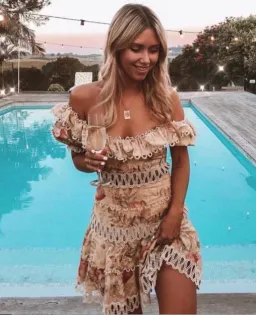 Zimmermann Melody Off Shoulder Mini Dress Mustard Floral Size 1 / AU 10 for rent on The Volte - image 2