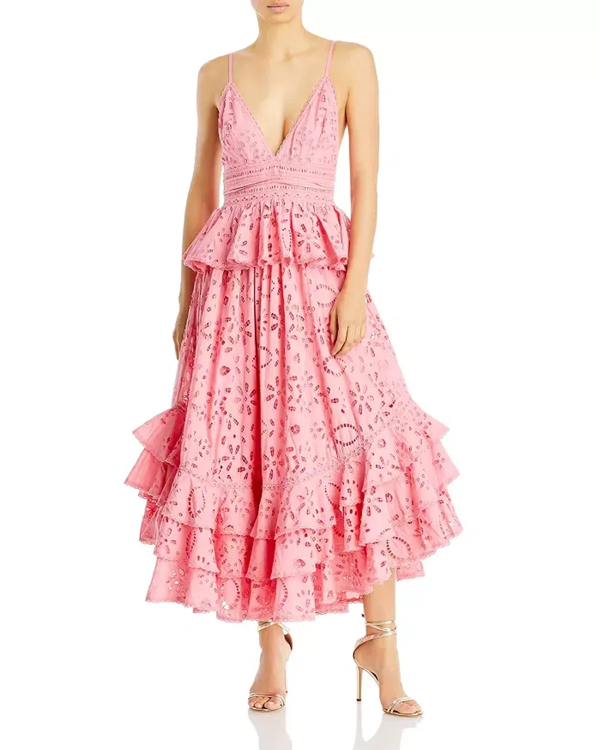 Rococo Sand Moss Tiered Maxi Dress Pink Size S / AU 8 - Image 1