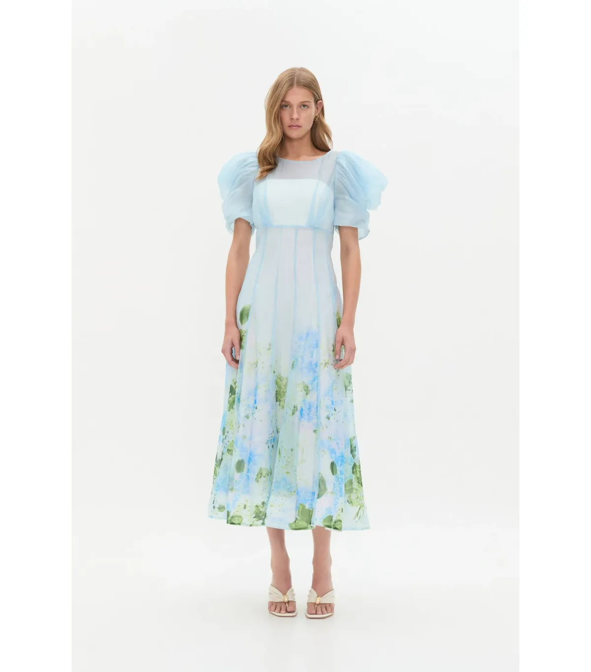 Aje Clementine Midi Dress Blue Hydrangea Size AU 16 - Image 2