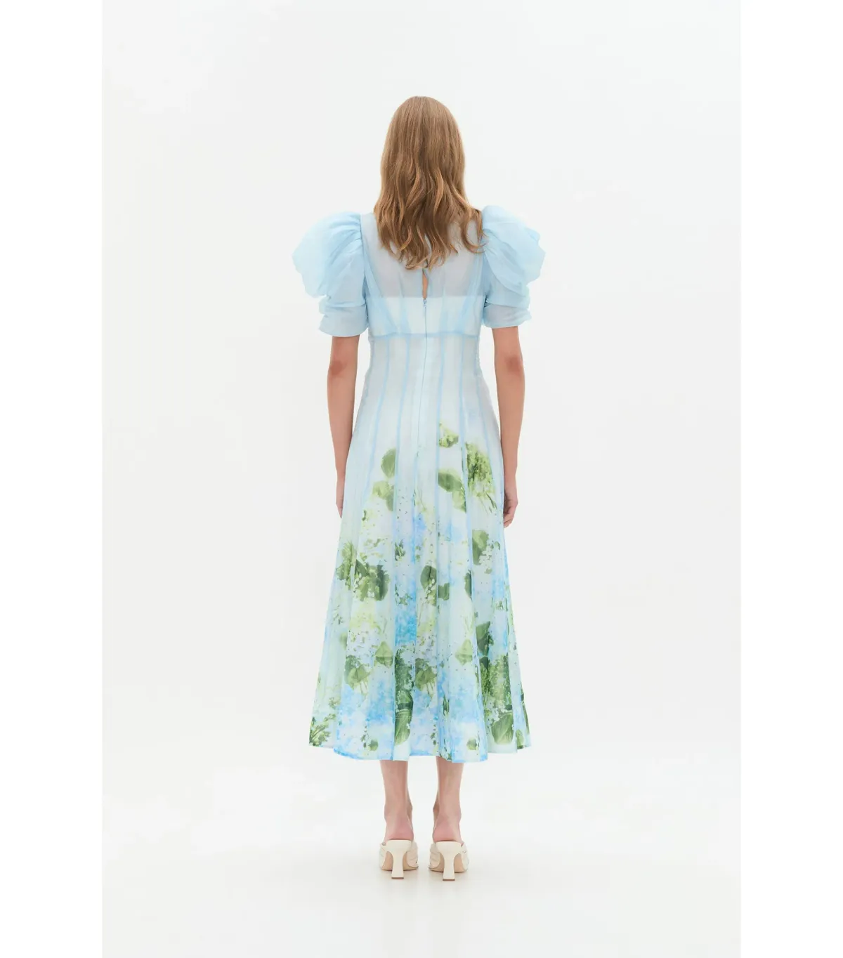 Aje Clementine Midi Dress Blue Hydrangea Size AU 16 - Image 4