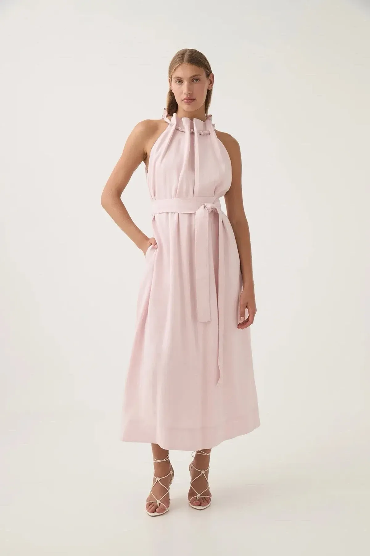 Aje Mariel Trapeze Midi Dress Pink Size AU 16 - Image 1