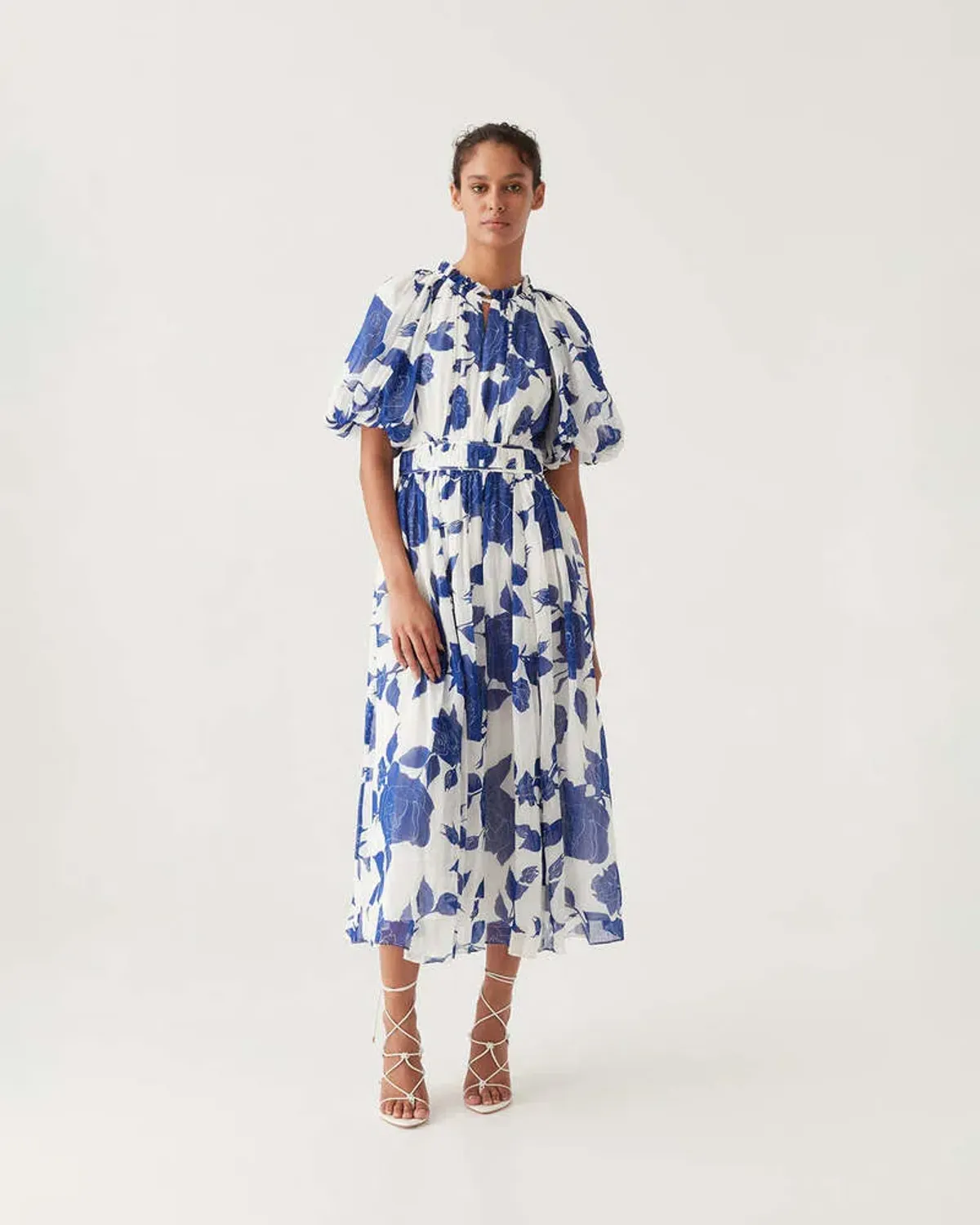 Aje Elsyium Floral Midi Dress Neo Rose Size AU 16 - Image 1