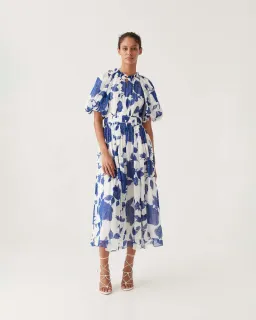 Aje Elsyium Floral Midi Dress Neo Rose Size AU 16 for rent on The Volte - image 1