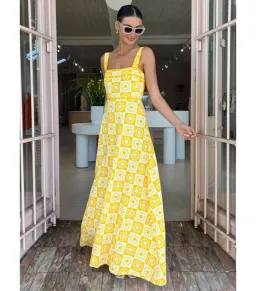 By Nicola Goldie Maxi Dress in Sol Yellow Size AU 10 for rent on The Volte - image 3