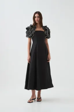 Aje Twyla Midi Dress in Black Size AU 14 for rent on The Volte - image 3