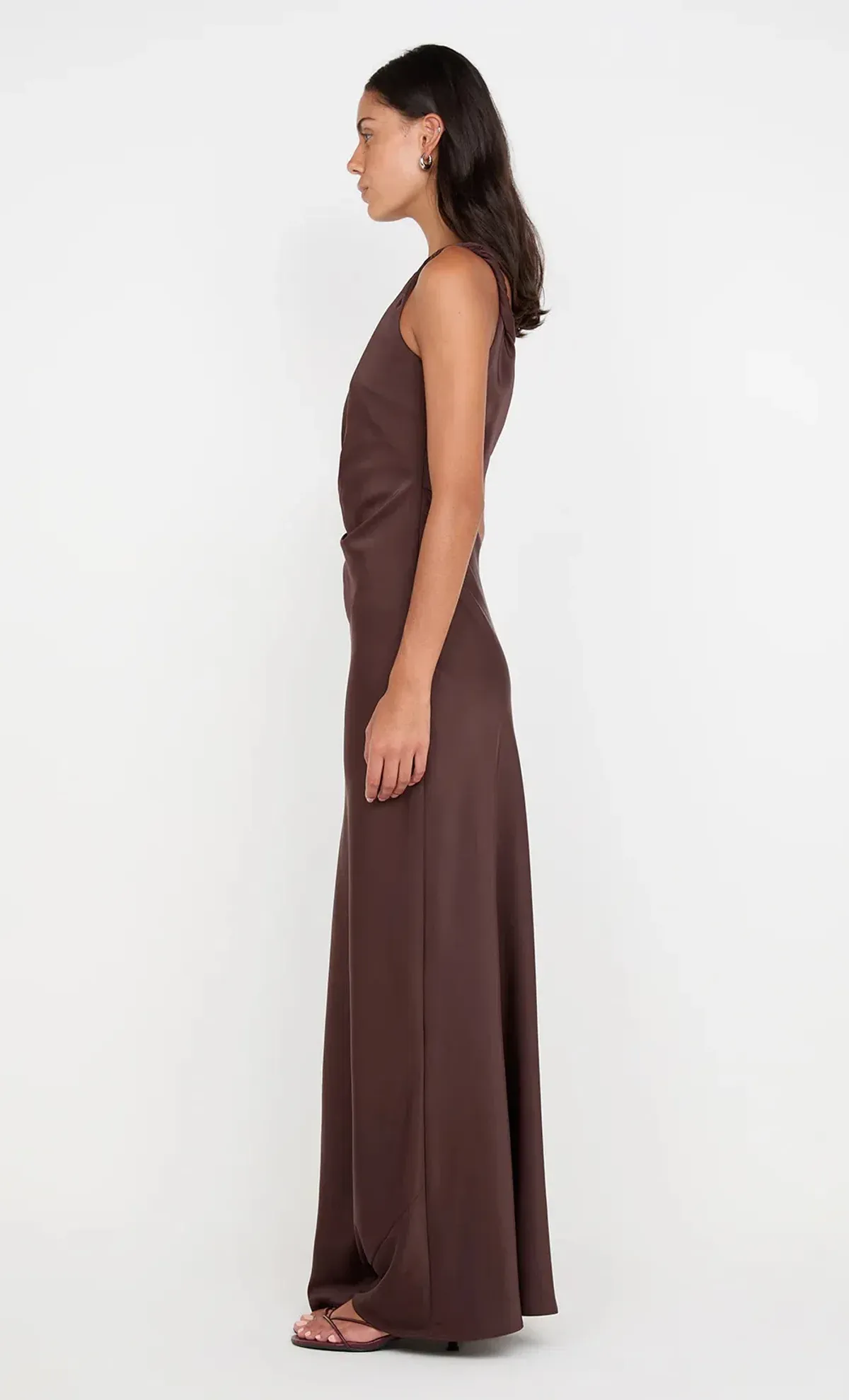 Bec & Bridge Lunetta Twist Strap Maxi Dress Chocolate Size AU 16 - Image 4