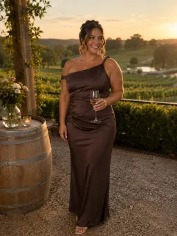 Bec & Bridge Lunetta Twist Strap Maxi Dress Chocolate Size AU 16 for rent on The Volte - image 1