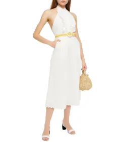 Zimmermann Amelie Frill Linen Jumpsuit White Size 1/AU 10 for rent on The Volte - image 1