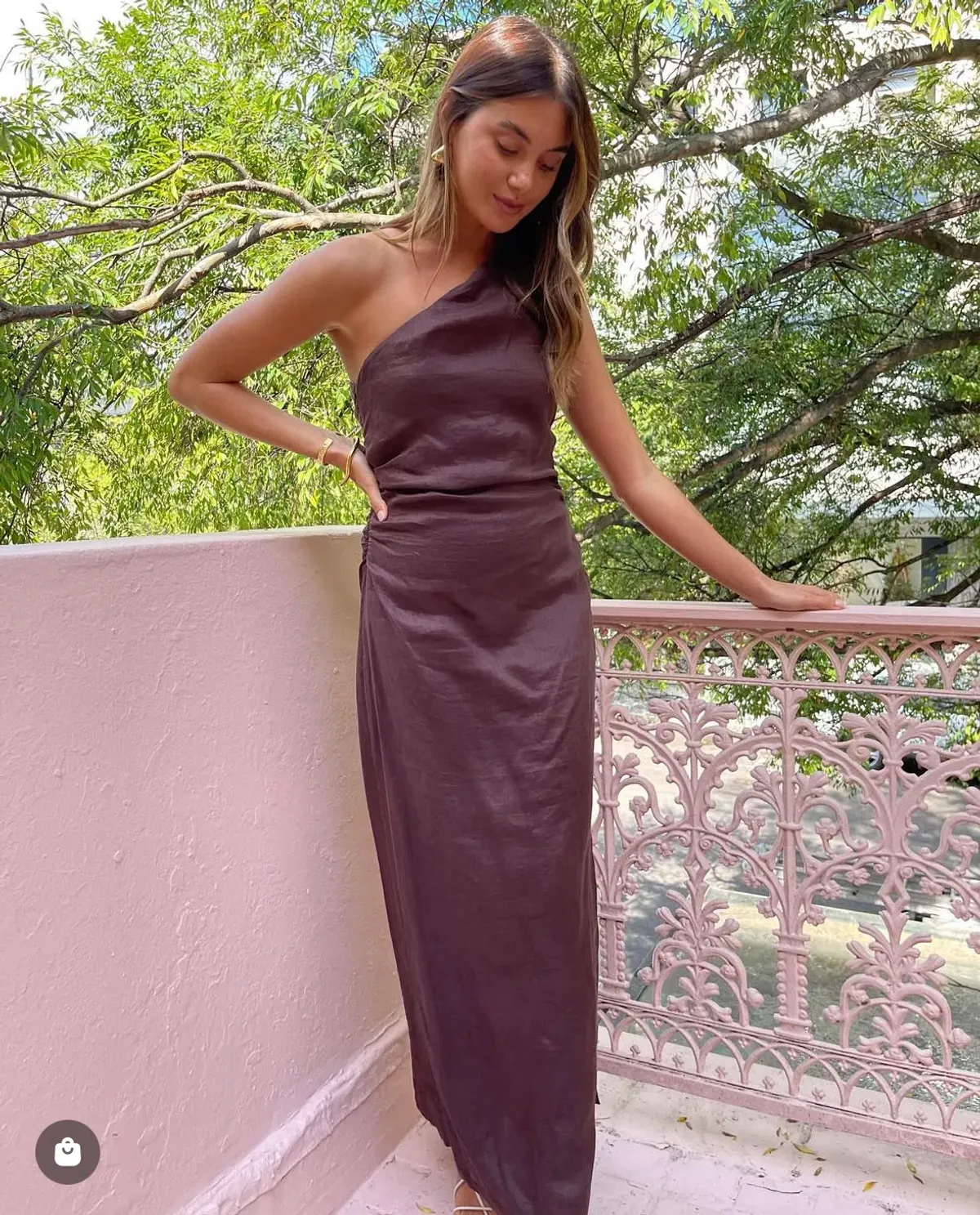 Faithfull The Brand Jomana Midi Dress In Cacao Size 10  - Image 1