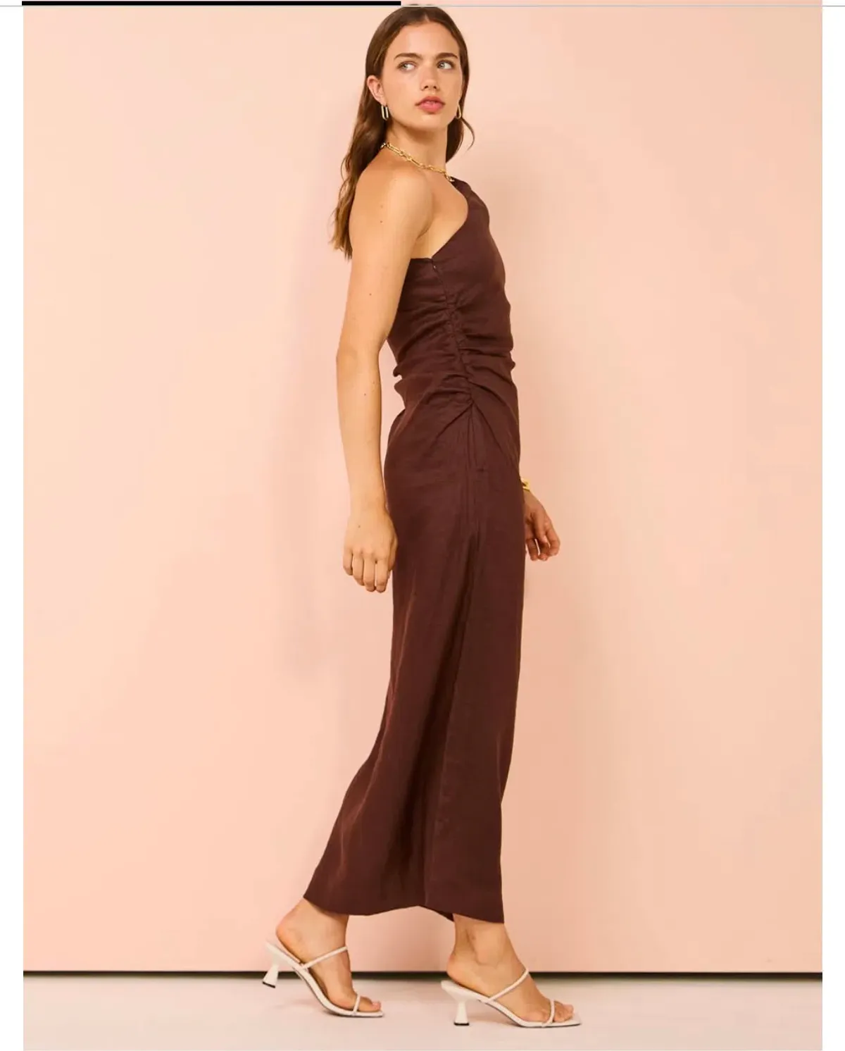Faithfull The Brand Jomana Midi Dress In Cacao Size 10  - Image 7
