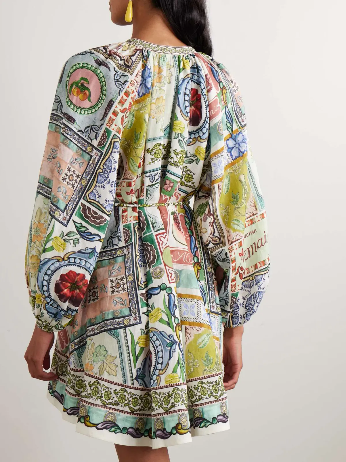 Alémais Tommasina Printed Ramie Mini Dress Multi Size 8  - Image 2