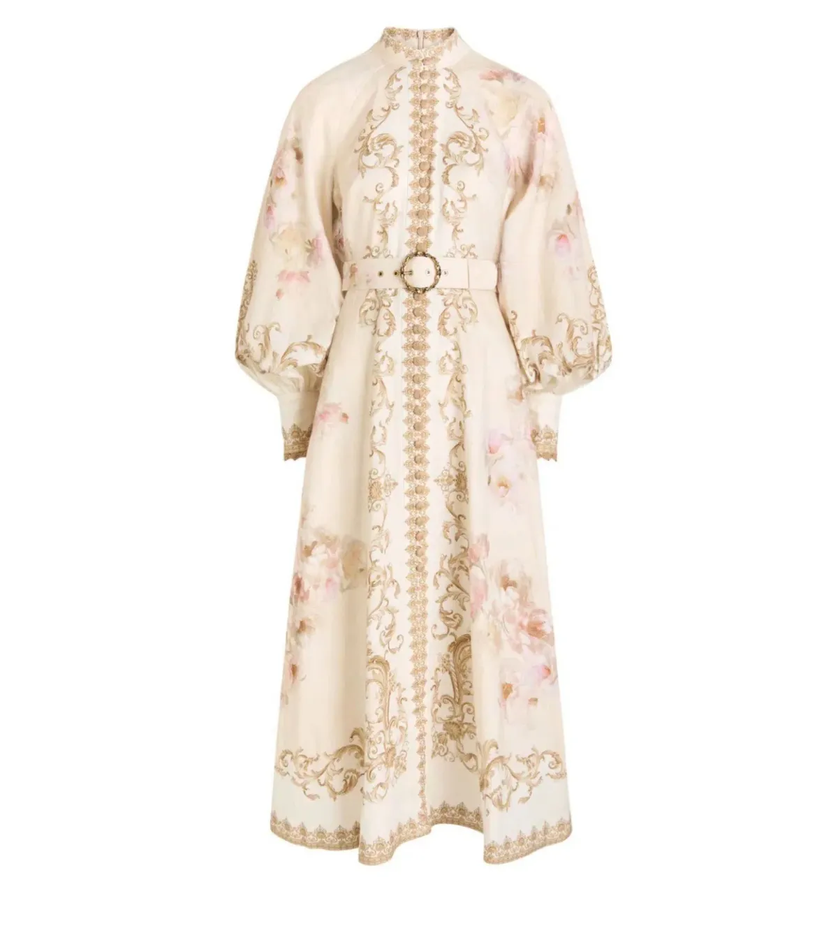 Zimmermann Hypnotic Buttoned Midi Dress Creamy Peony Size 3 AU 14 - Image 5
