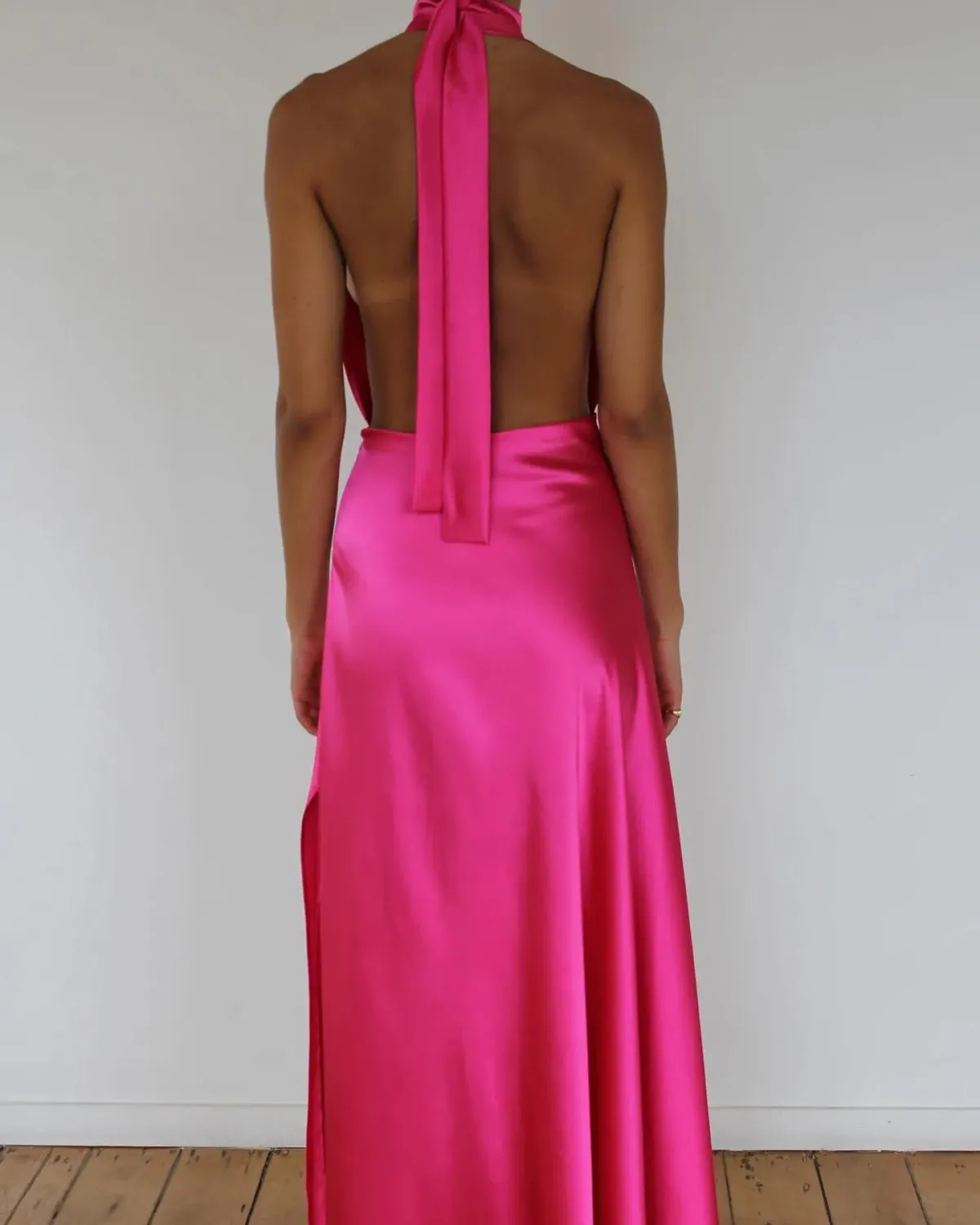 YLD Design Halter Maxi Dress in Hot Pink Size S/ AU 8 - Image 2