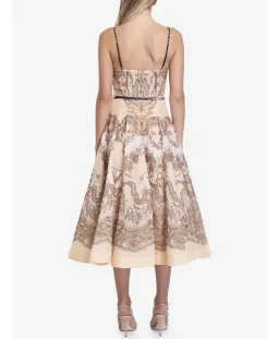 Zimmermann Crush Twist Front Midi Dress in Peach Lace Print Size0/AU8 for rent on The Volte - image 3