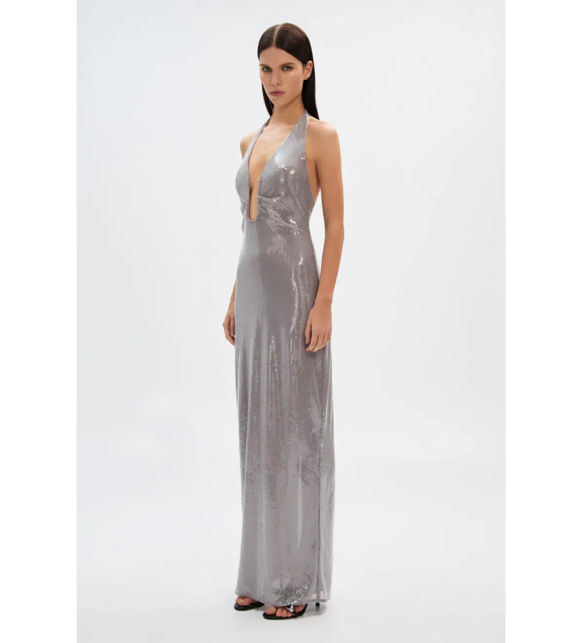 MISHA Alusia Sequin Maxi Dress in Pewter Size XS / AU 6 - Image 3