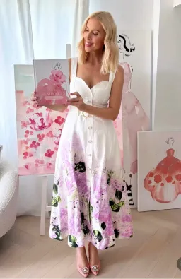 Aje Eartha Midi Dress In Pink Hydrangea Size 8 for rent on The Volte - image 1