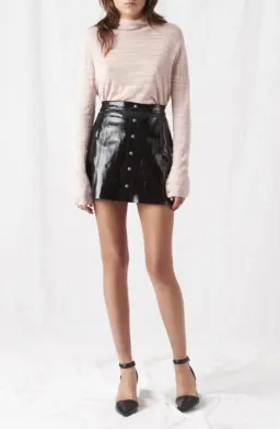 Aje Pallenberg Patent Leather Mini Skirt Black Size 10 / M for rent on The Volte - image 2