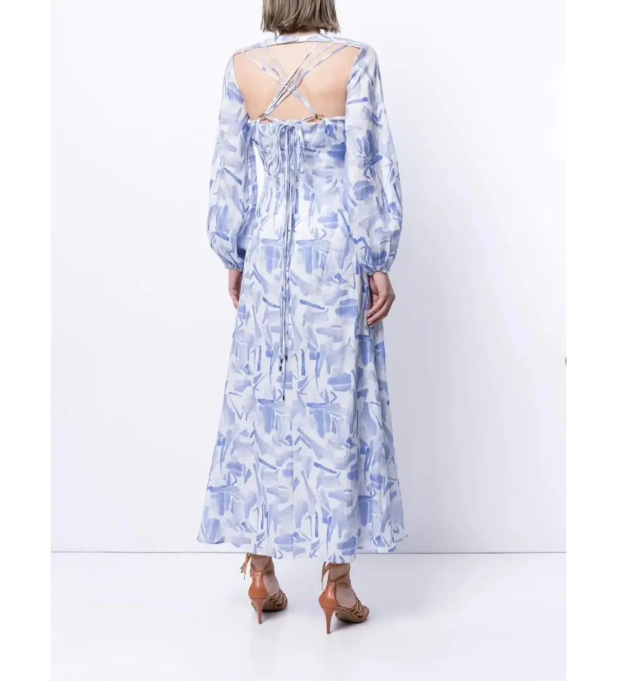 Rachel Gilbert Faris Abstract Print Dress Blue/White Size 3/AU12 - Image 2
