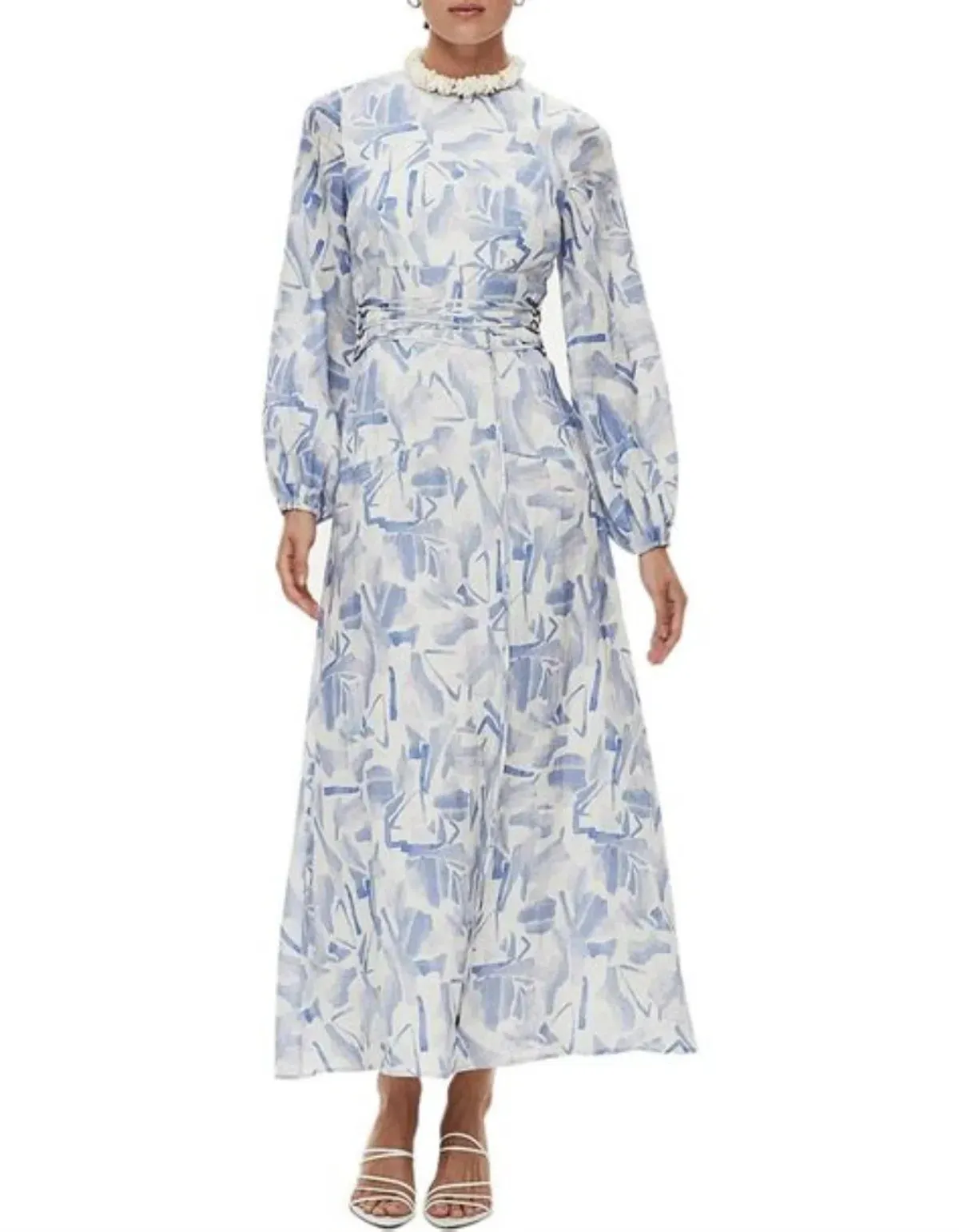 Rachel Gilbert Faris Abstract Print Dress Blue/White Size 3/AU 14 - Image 1