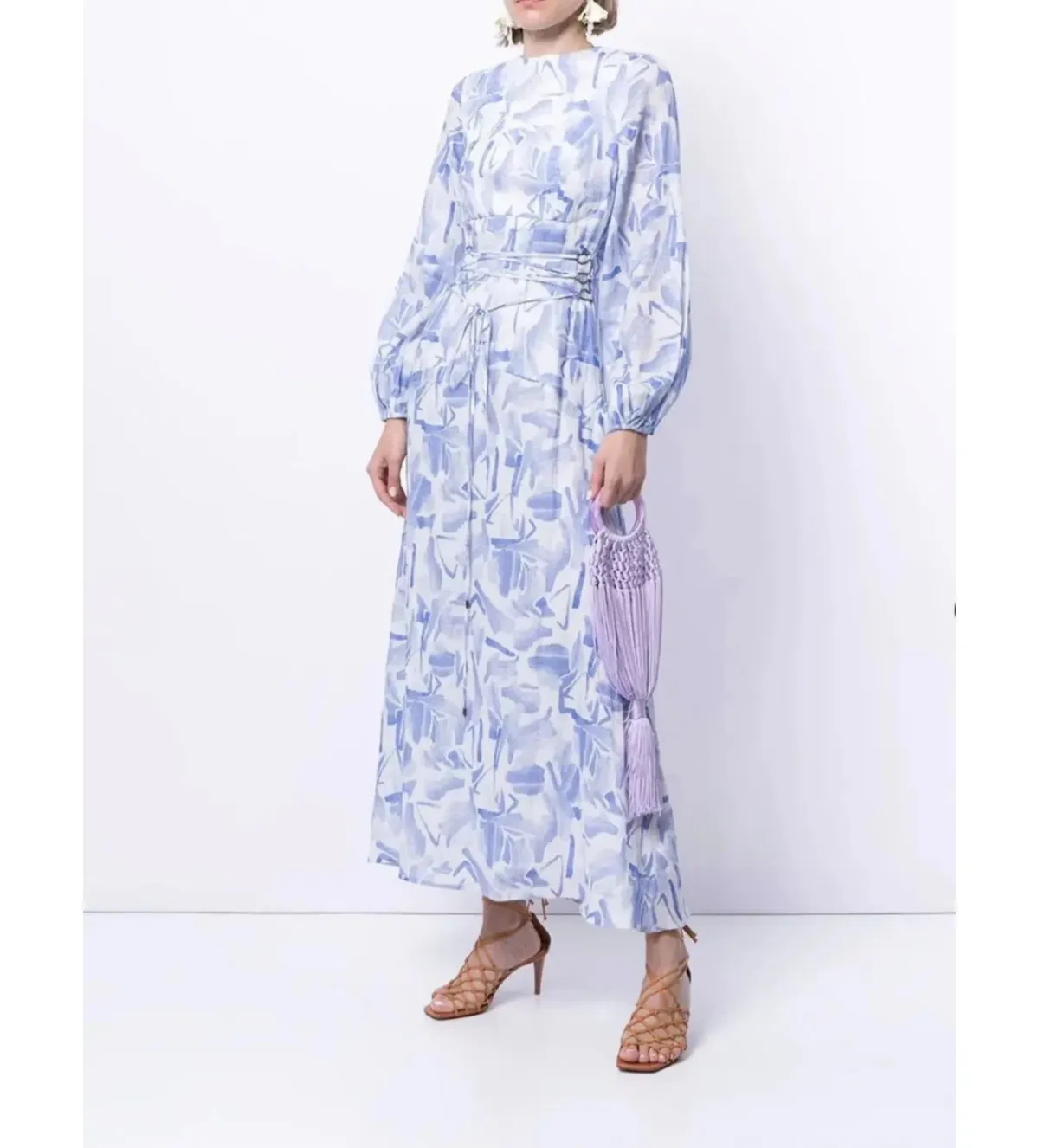 Rachel Gilbert Faris Abstract Print Dress Blue/White Size 3/AU12 - Image 1