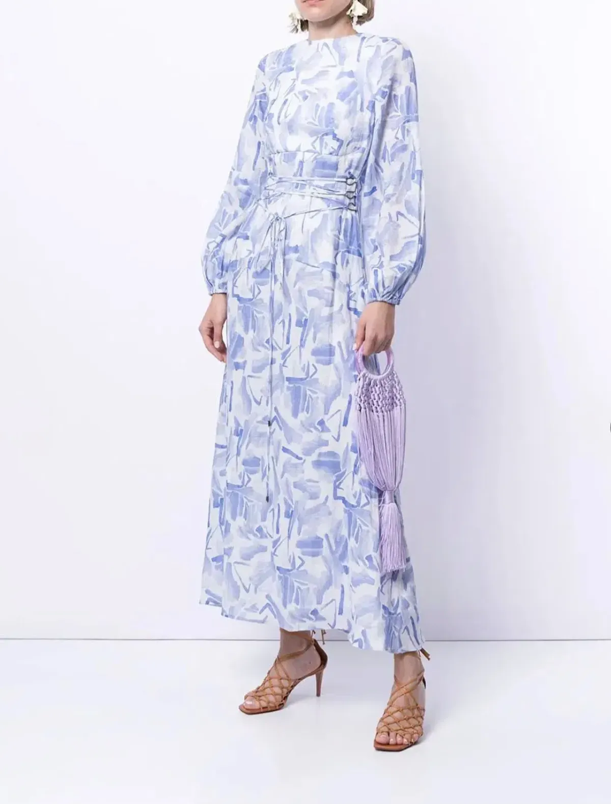 Rachel Gilbert Faris Abstract Print Dress Blue/White Size 3/AU 14 - Image 2