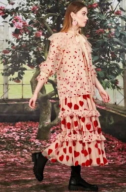 Trelise Cooper Nothing But Ruffle Skirt Midi Red Cream Size S/Au 10  for rent on The Volte - image 7
