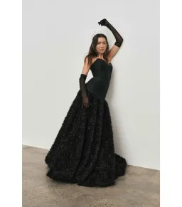 Aje Colette Corset Textured Maxi Dress Black Size AU 14 for rent on The Volte - image 5