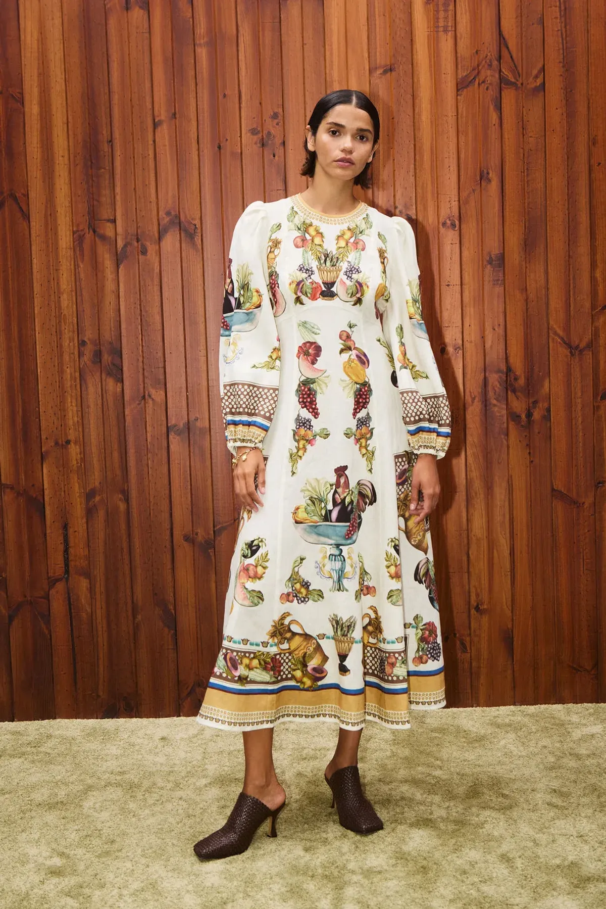 Alemais Mercado Midi Dress Print Size AU 6 - Image 1