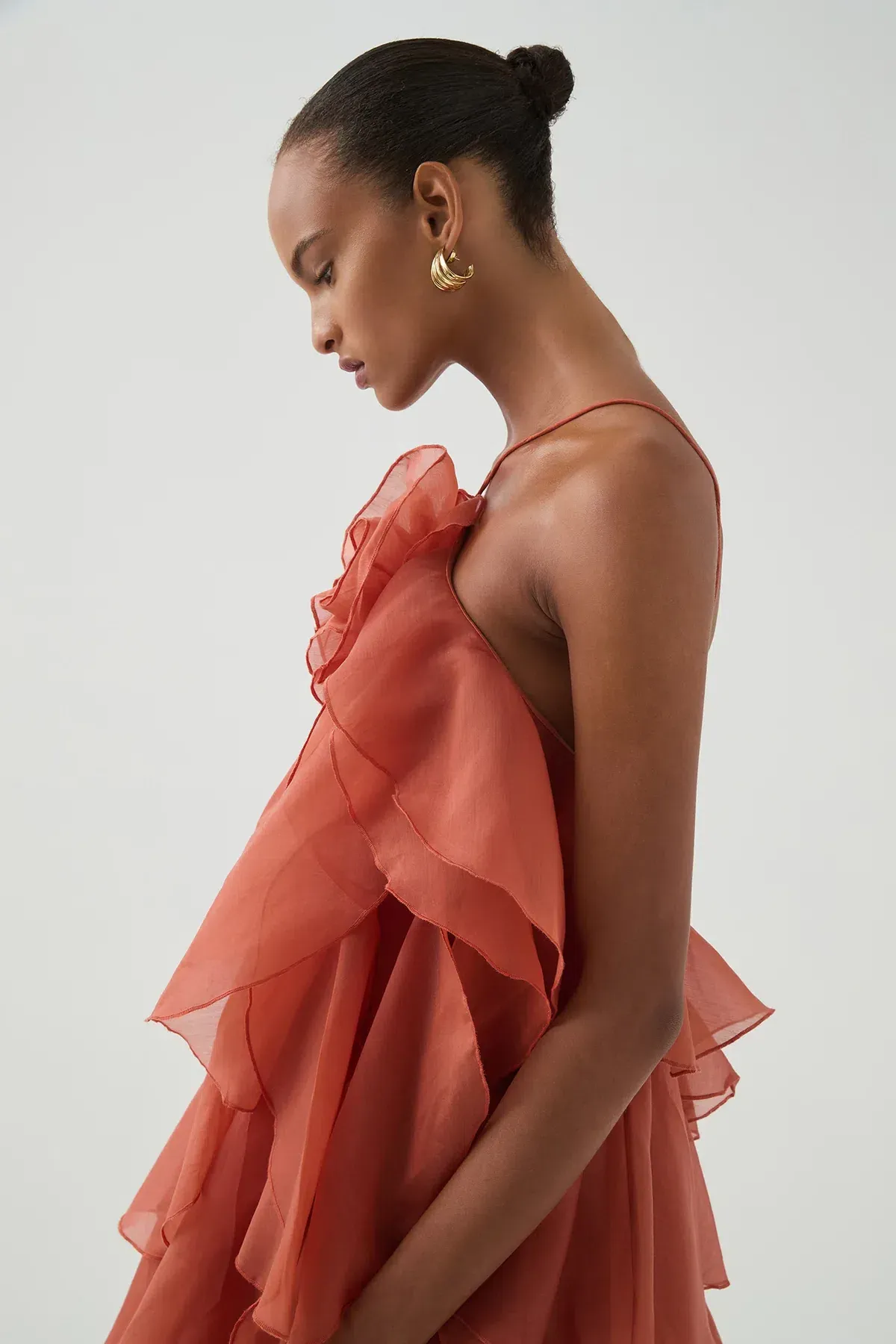Aje Pandorea Layered Maxi Dress Coral Clay Size AU 8 - Image 3