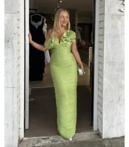 Rachel Gilbert Jensen Maxi Gown Green Size AU 10  for rent on The Volte - image 1