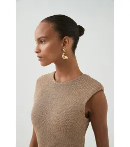 Aje Breeze Knit Midi Dress Rose Gold Size XS / AU 6 for rent on The Volte - image 3