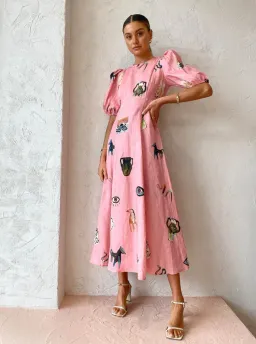 Alemais Cleo Midi Dress Pink Print Size 10 for rent on The Volte - image 2