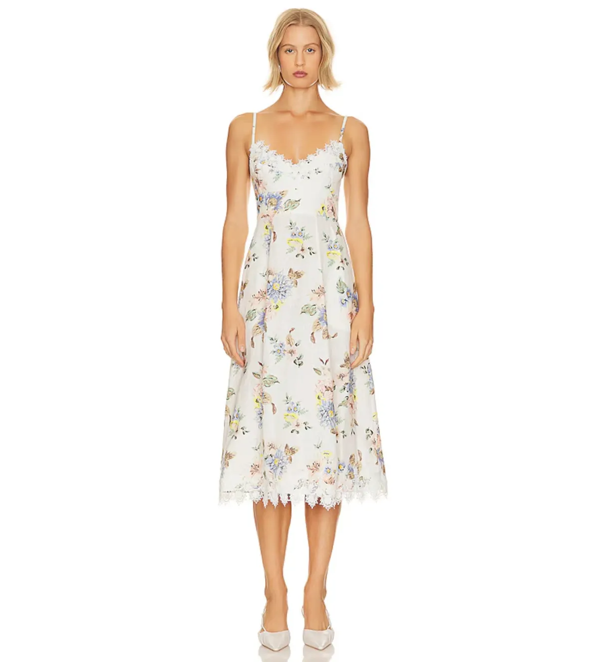 Zimmermann Appliqué Picnic Dress Blue Floral Size 0/Au 8 - Image 1