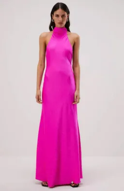 Misha Collection Evianna Satin Dress Hot Pink Size 8/S for rent on The Volte - image 1