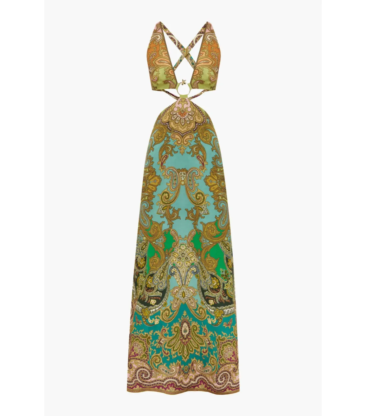 Alemais Clemenza Cut Out Midi Dress Multi Size AU 8 - Image 5