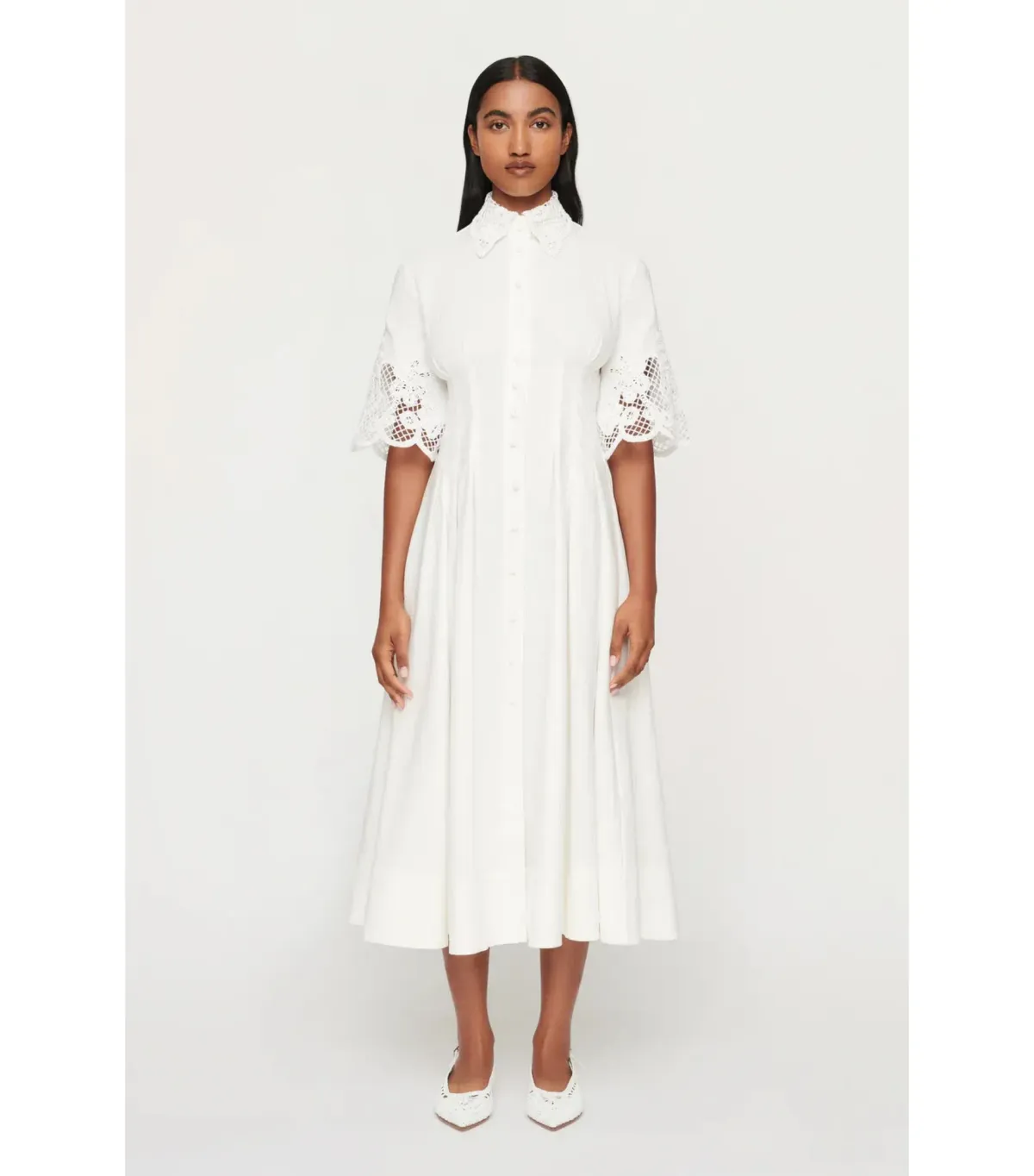 Clea Zhoe Lace Midi Shirtdress White Size AU 6 - Image 1