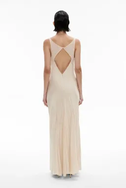 Witchery Sheer Insert Maxi Dress in Parchment Off-White Size AU 8  for rent on The Volte - image 6